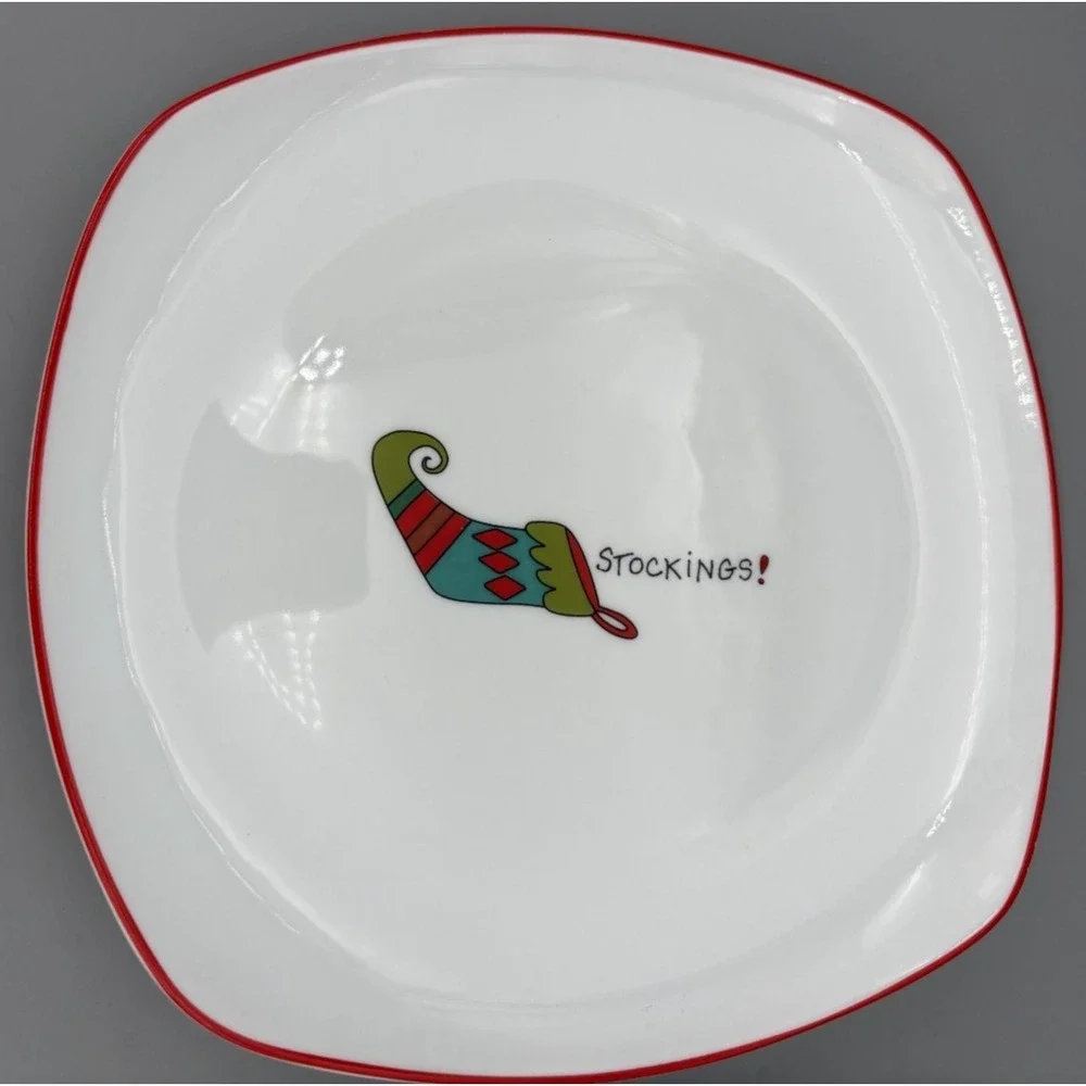 Fitz & Floyd Christmas Gourmet Plates Happy Holidays Home Decor Set‎ of 2
